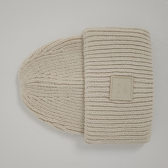 ACNE STUDIOS Face logo-appliquéd ribbed wool beanie hat - Picture 1 of 3